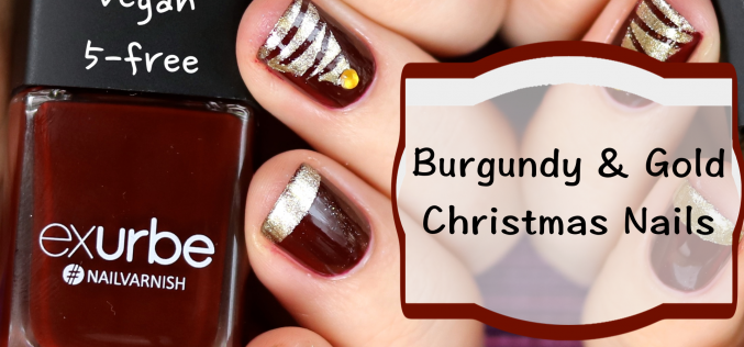 Video Nail Art – Burgundy & Gold Christmas Nails Vernis à ongles