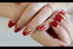 NAIL ART – Manucure Rouge et Or pour Noël | Lunula Christmas nail art